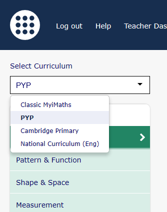 Primary MyiMaths – Curriculum Filter